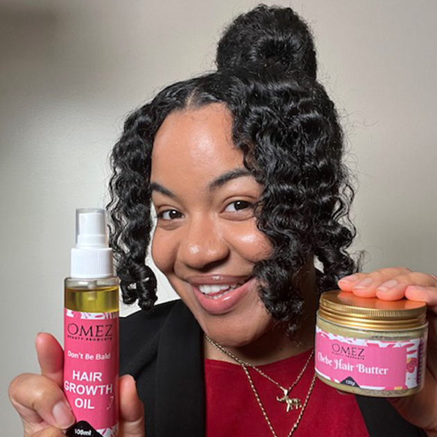 Omez Beauty is a haircare line for moisture and growth using African ingredients and recipes based in the United States.